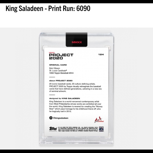 TOPPS PROJECT 2020- BOB GIBSON BY KING SALADEEN - Picture 3 of 7